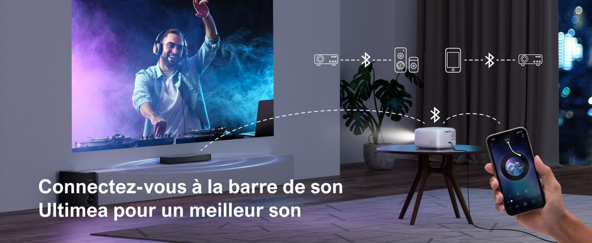 ULTIMEA Apollo P10 Full HD 1080P Decoding Beamer, 5G+2.4G WiFi Bluetooth Projector, Mini Beamer portable Full-HD, 300 ANSI-Lumen