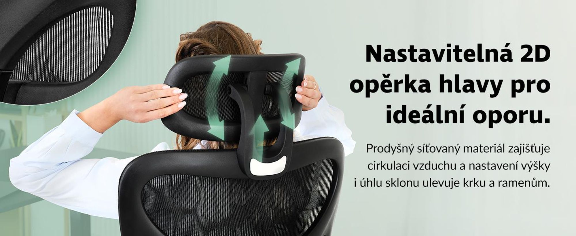 kancelářská židle di volio Vataro - ergonomická kancelářská židle s 2D opěrkou hlavy a 4D područkami, prodyšný sedák, tichá polyuretanová kolečka