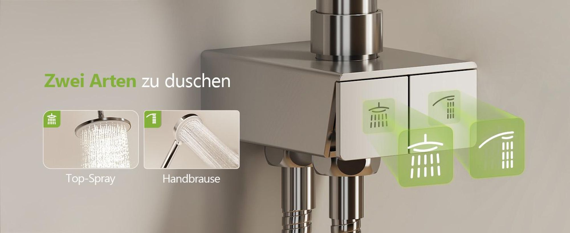 S’AFIELINA Duschsäule ohne Armaturen Duschsystem mit 3 Strahlarten Handbrause und Kopfbrause Versenkbares Regal Höhenverstellbar