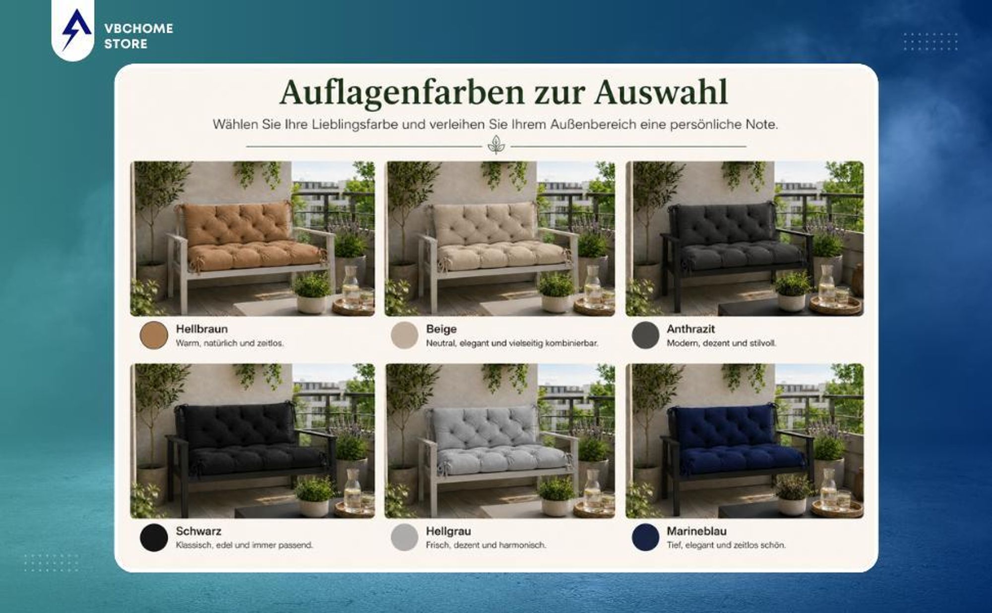 VBChome Bankauflage 120 cm mit Rückenlehne Polyester Füllung aus Schaumstoffgranulat Weich Gesteppt Pflegeleicht (Grau 120 x 90 x 10 cm)
