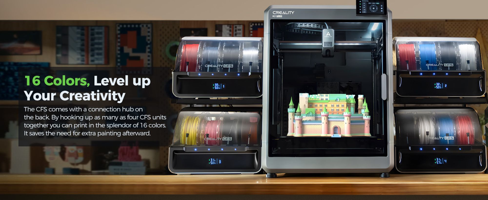 Creality CFS: 3D-Drucker Filament system, Multicolor, unterstützt 4 parallele Geräte für 16 Farbdrucke, Kompatibel mit K2 Plus 3D-Drucker