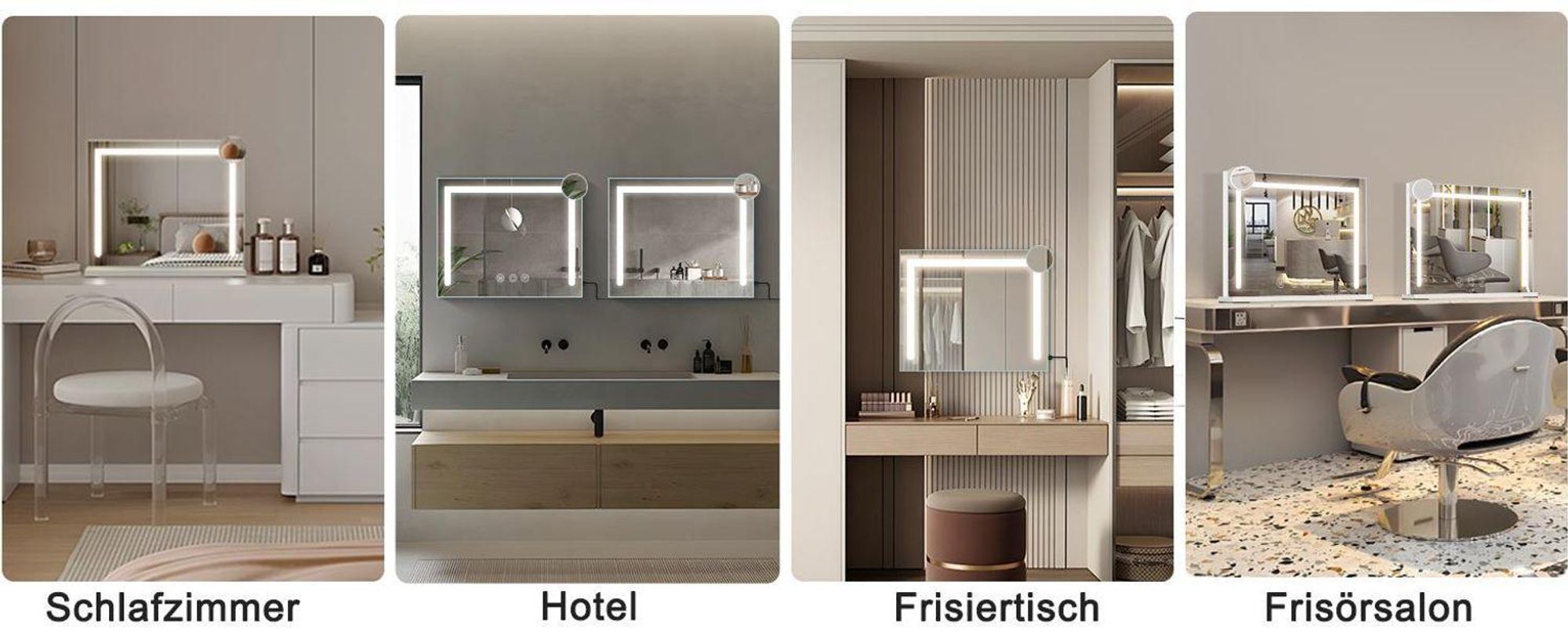 ZMH Specchio cosmetico con illuminazione 58 x 46 cm Specchio da toeletta con luce Touch LED dimmerabile 3 modalità di illuminazione colorata Specchio con ingrandimento 5x per camera da letto