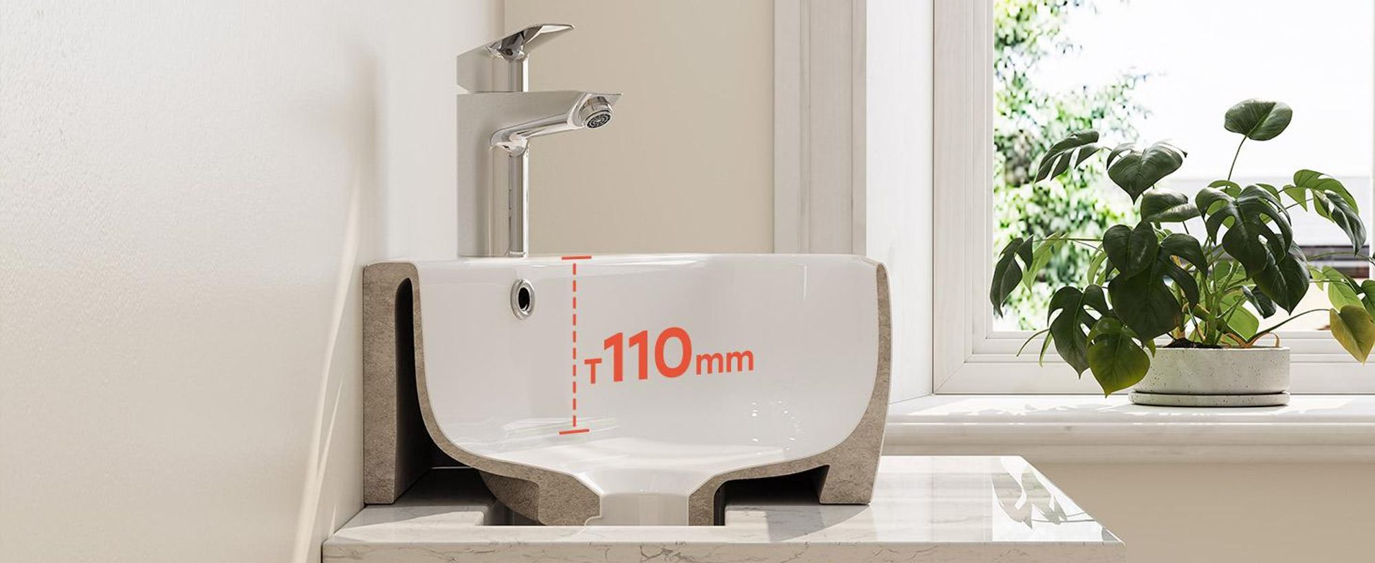 HOROW Aufsatzwaschbecken Keramik Handwaschtisch Trapezform Handwaschbecken 45 cm Badezimmer Aufsatzwaschtisch