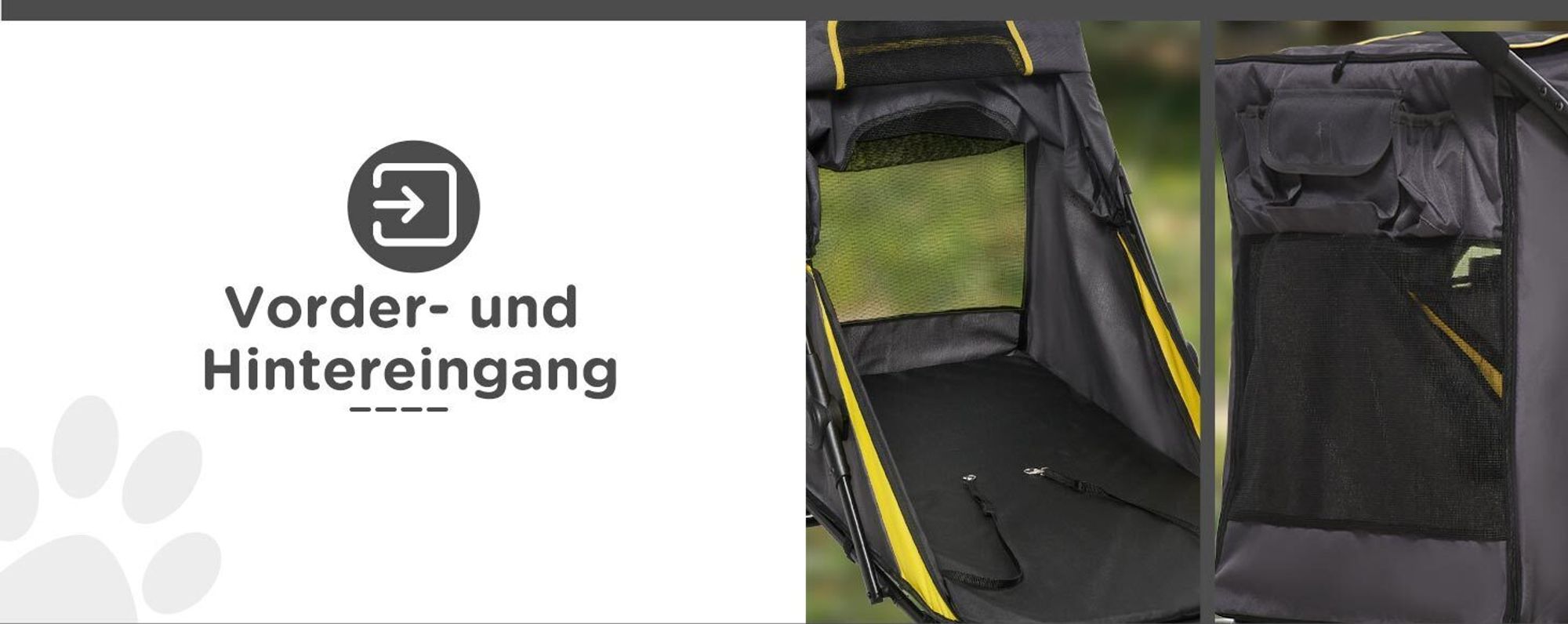 PawHut Hundewagen, Hundebuggy mit Kissen, faltbarer Hundetrolley, Katzenbuggy für große und mittelgroße Hunde, mit Netzfenster, Dunkelgrau