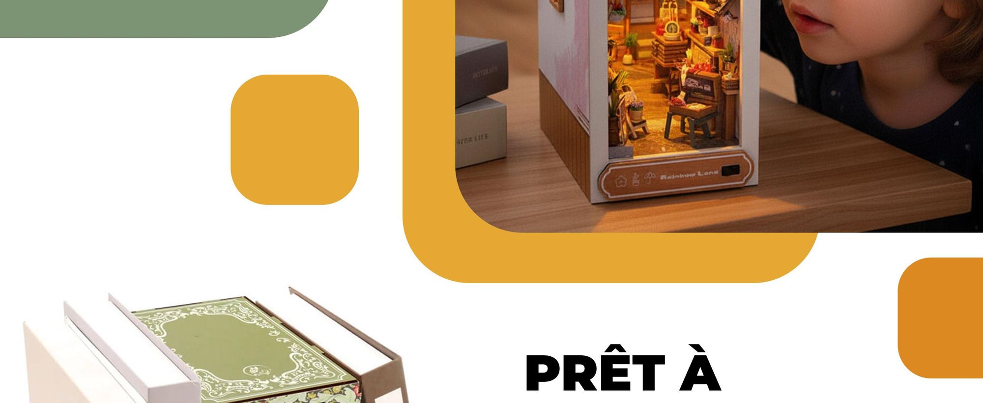 Book Nook, 3d puzzle, puzzle 3d, DIY Book Nook, Kit coin de livre, HABARRI