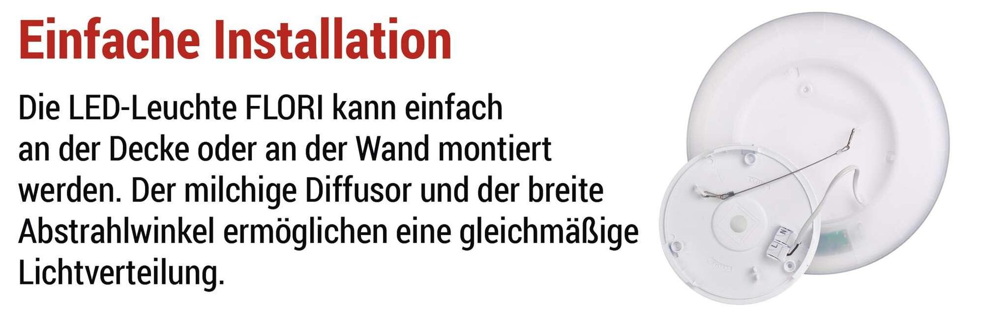 EMOS LED-Wand-/Deckenleuchte FLORI, rund, neutralweiß 4000 K, 1800 lm, 18 W (statt 115W Glühbirne), für Innenbereich, Ø 29,3 cm, weiß