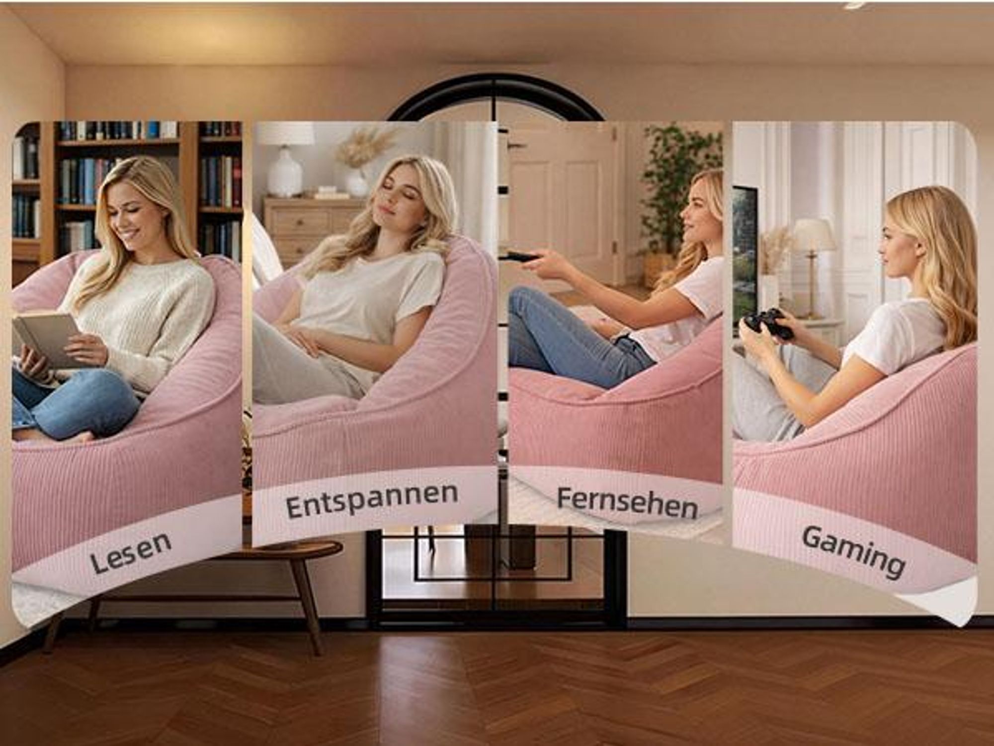 Übergroßer Sitzsack für Erwachsene, Füllung aus Schaumstoffflocken, flauschiges Bodensofa, birnenförmig, Grau