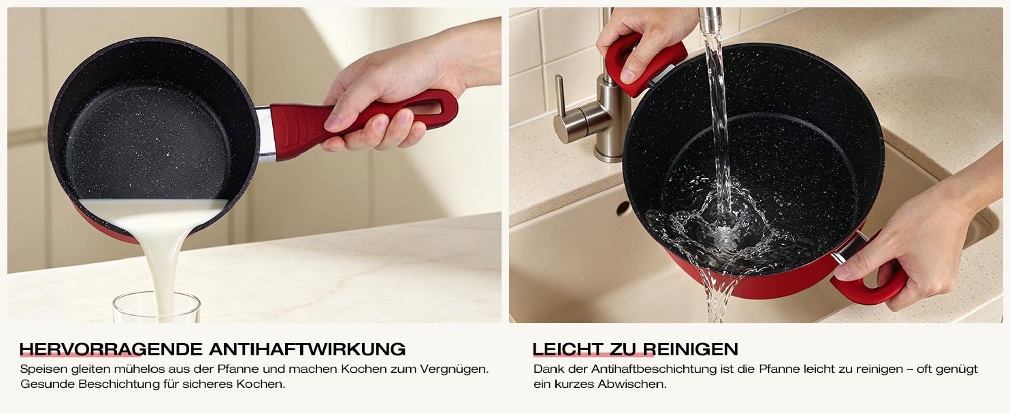 Topfset Induktion 15-Tlg Topfset Pfannenset Kochtopfset, Aluminium Antihaft-beschichtete Töpfe & pfannen,Cookware-Rot(HLCW15RD)