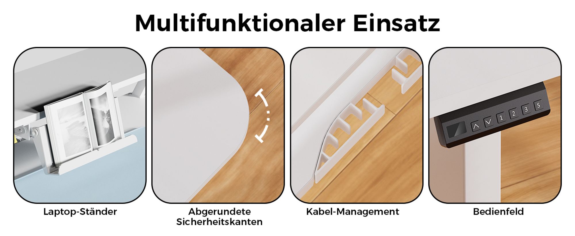 COMHOMA Schreibtisch Höhenverstellbarer Schreibtisch Elektrischer, 120x60cm elektrischer mit Schubladen, Monitorständer, Tablet-Ständer und Mauspad