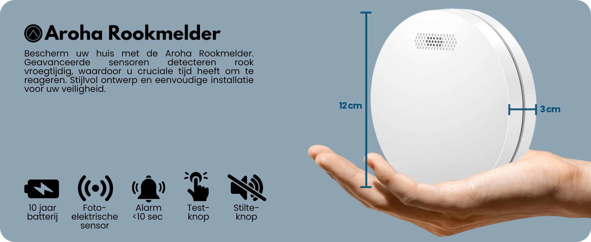 Aroha Link: Verbonden rookmelders - 10 jaar batterijduur - Verbonden brandmelders - 1 set