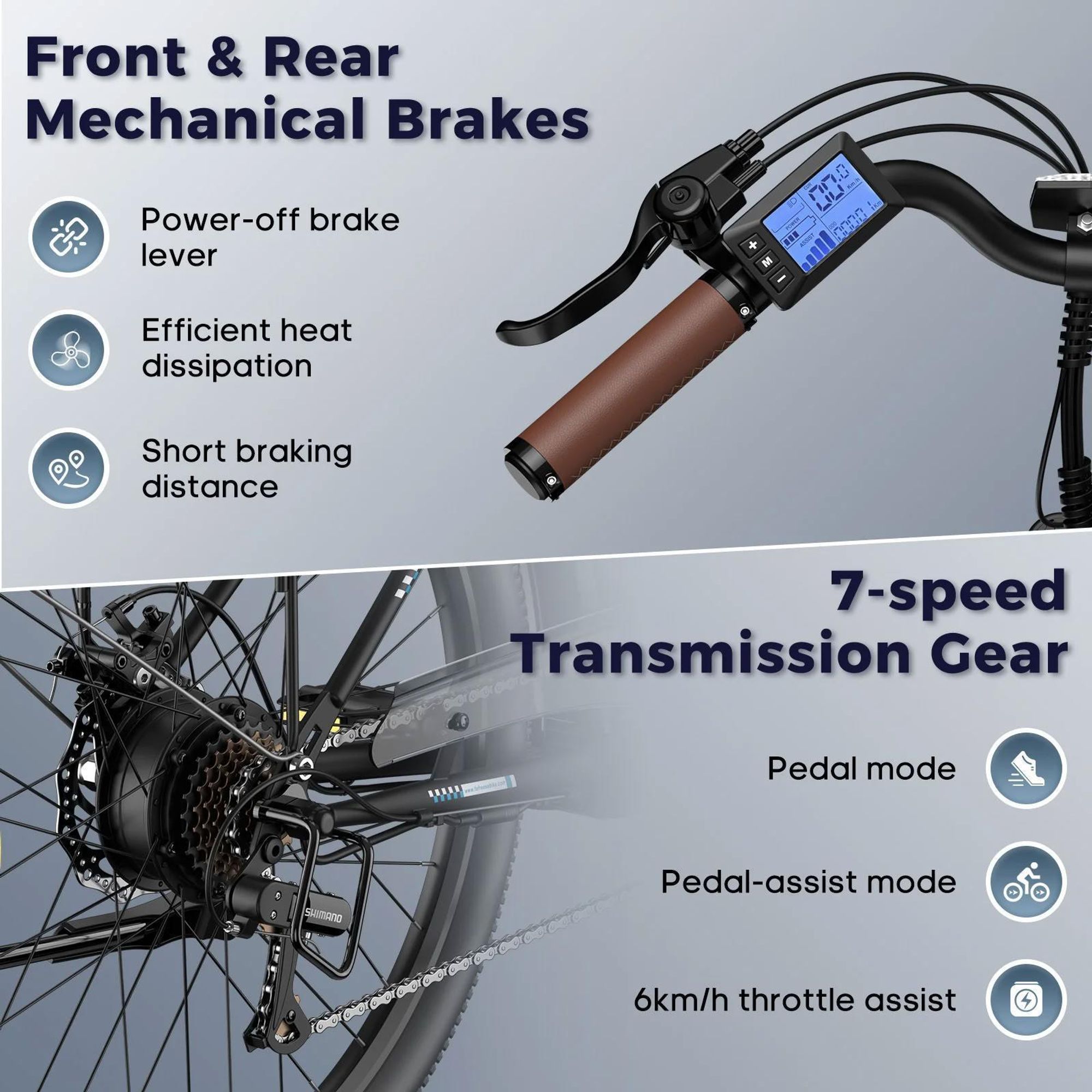 Bicicletta Elettrica FAFREES F26 Lasting - Motore 250W Batteria 36V25Ah 26x1.95 Pollici Pneumatici Freni a Disco Meccanici - Nero