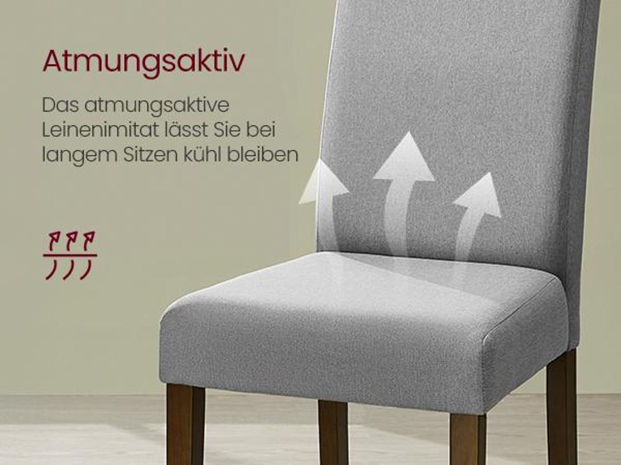 VASAGLE Esszimmerstuhl 6er Set, Küchenstuhl, Parsons-Stuhl, hohe Rückenlehne, für Esszimmer und Küche, dickes Sitzkissen, 58 x 48 x 99 cm, taubengrau