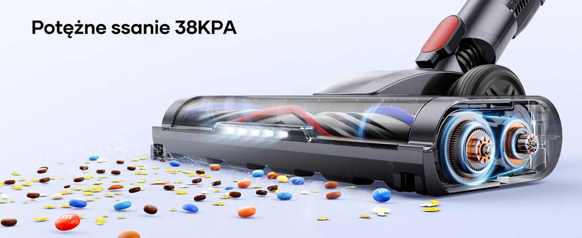 Laresar V10 Lite Odkurzacz bezprzewodowy, 38 000 Pa, czas pracy do 45 minut, wałek zapobiegający plątaniu się włosów, szczotka w kształcie litery V