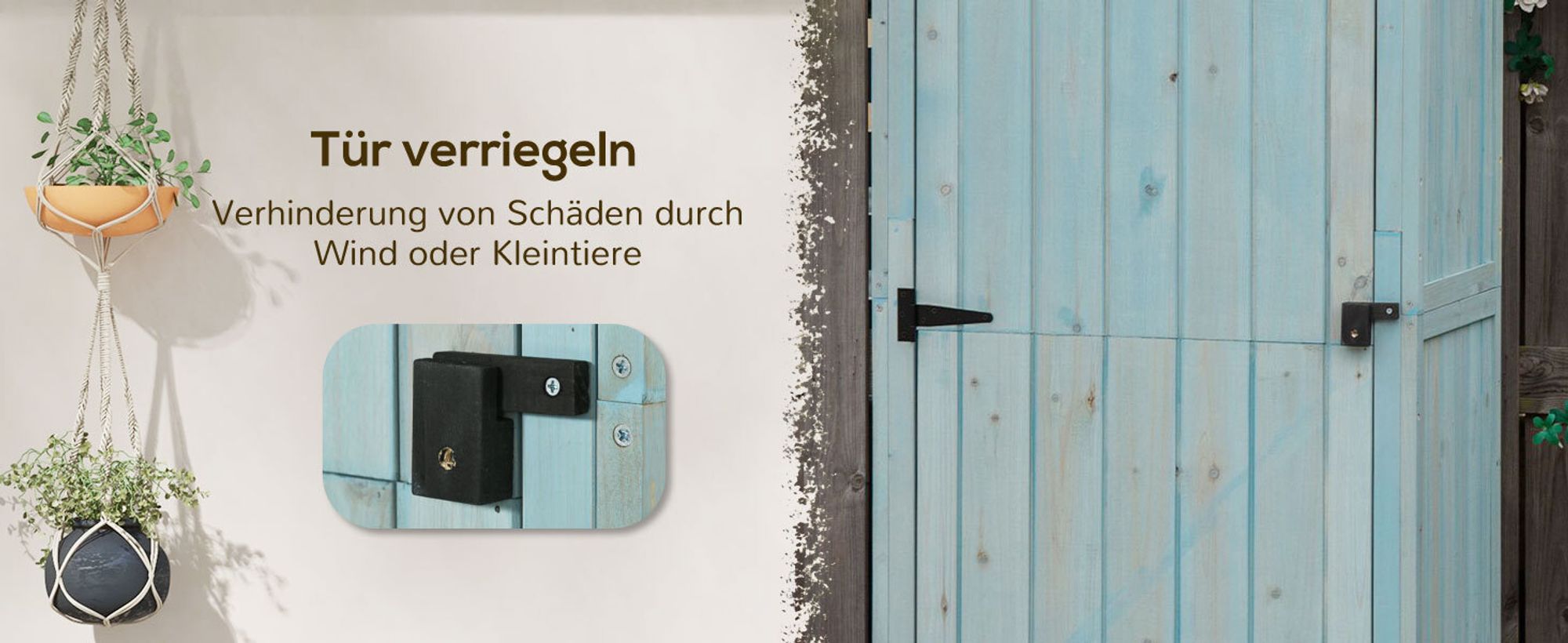 Outsunny Gartenschrank Geräteschuppen mit Fachböden Asphaltdach Holz Blau