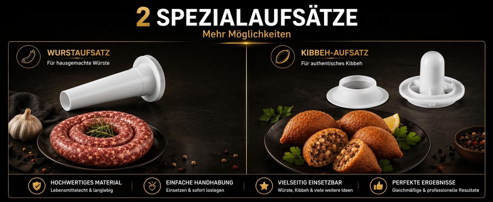 2800W Elektrischer Fleischwolf, 3in1 Multi Küchenmaschine,Super-intelligenter Wärmeschutz,Wurstmaschine mit 3 Lochscheiben, 4 Kegel-Klingen