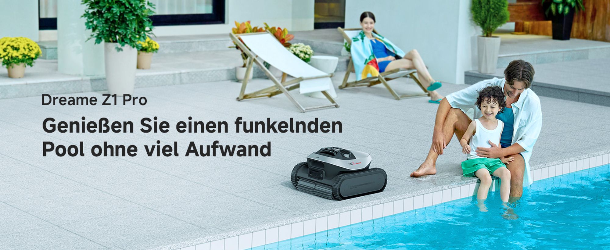 DREAME Poolroboter Z1 Pro, Hightech-Poolerkennung & Pfadplanung, hohe Saugleistung, Poolboden, Wand- & Wasserstandslinienreinigung, für Pools bis 200