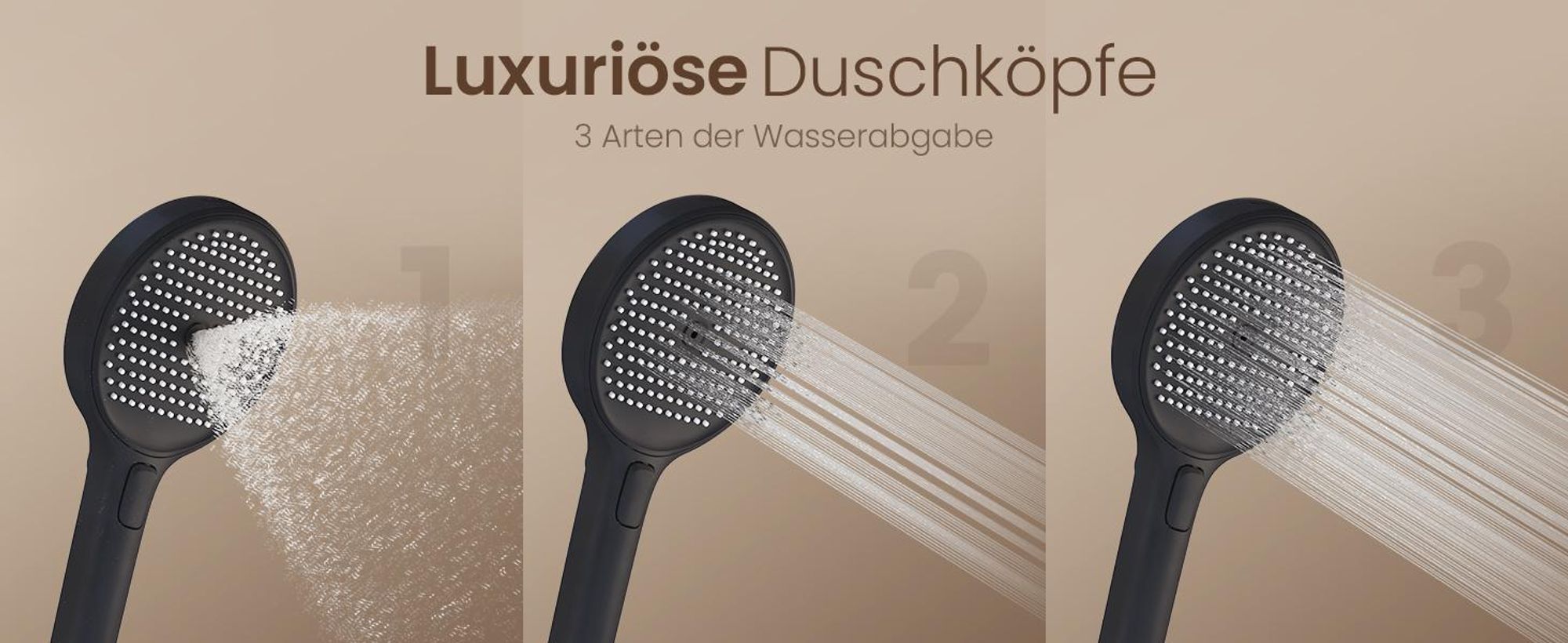 EMKE® Duschsystemmit Thermostat Rund Regendusche mit 40 cm Glasablage, Bad- & Duscharmaturen, Handbrause 3 Strahlarten + Unterer Auslauf Schwarz F22