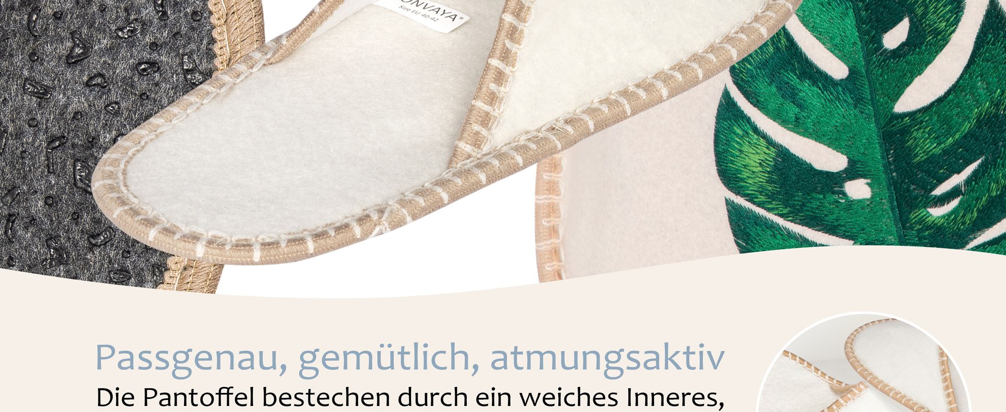 ONVAYA® ABS Gästepantoffel | Monstera | 6er Set | Antirutsch Sohle | Hausschuhe | Filzpantoffel | Gr. 36-45 Gästehausschuhe