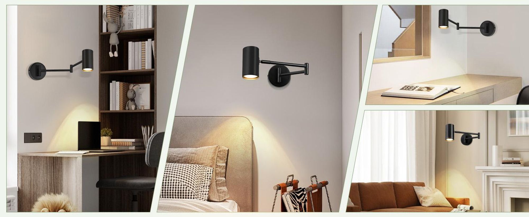 ZMH nástěnné světlo vnitřní černá nástěnná lampa vintage nástěnné reflektory ložnice otočné kovové schodiště retro GU10 pro obývací pokoj chodba