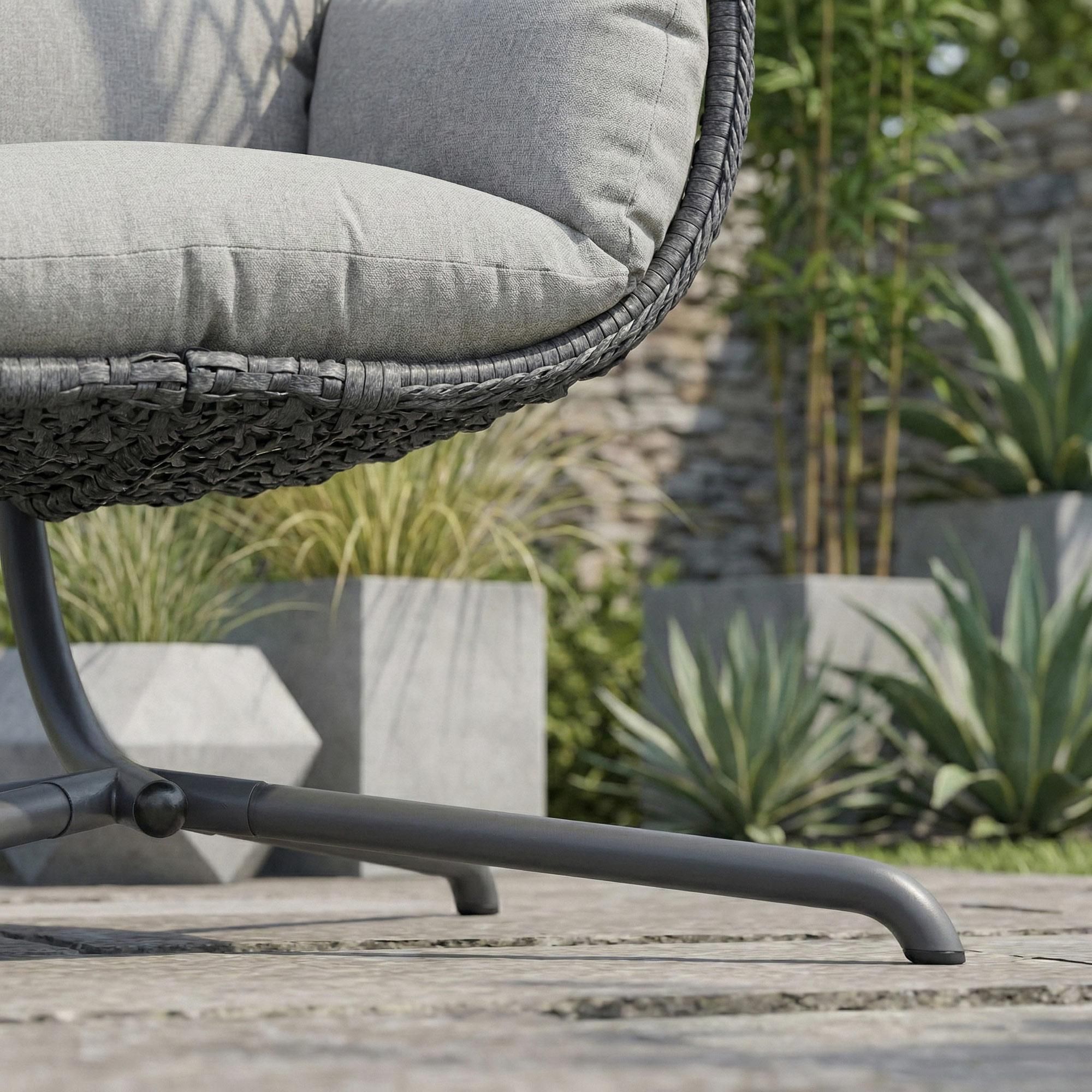 di volio Hängesessel SOMI mit Gestell - grau, Hängesessel Outdoor aus PE-Rattan mit Stahlgestell, wetterfest & bequem