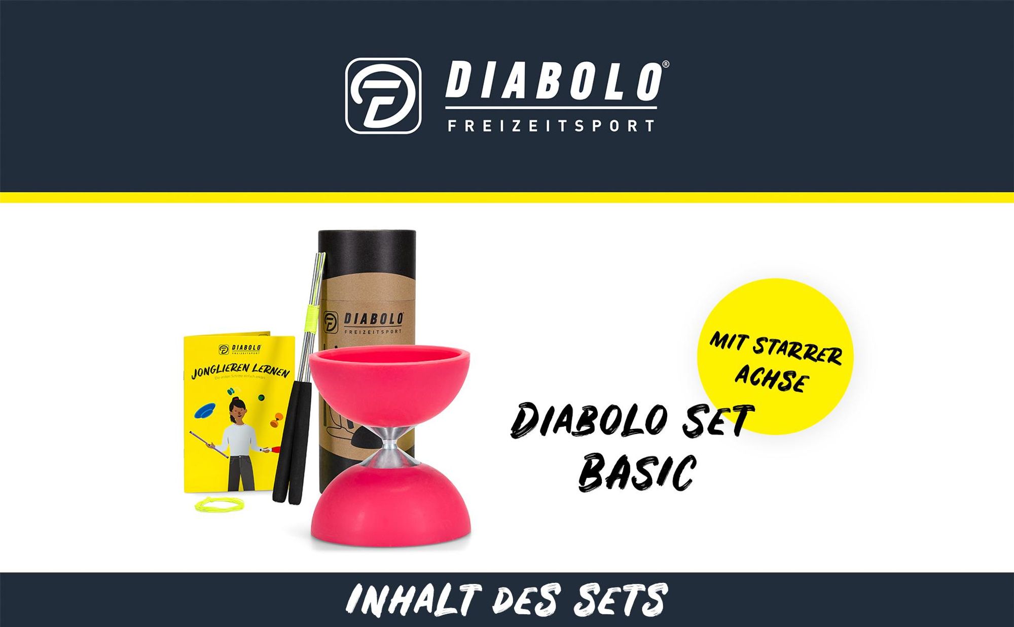 Diabolo Freizeit  Satz Basic mit Kugellagerachse | LED in turkis pink farbe|Set mit robuster Konstruktion für Anfänger und Fortgeschrittene |