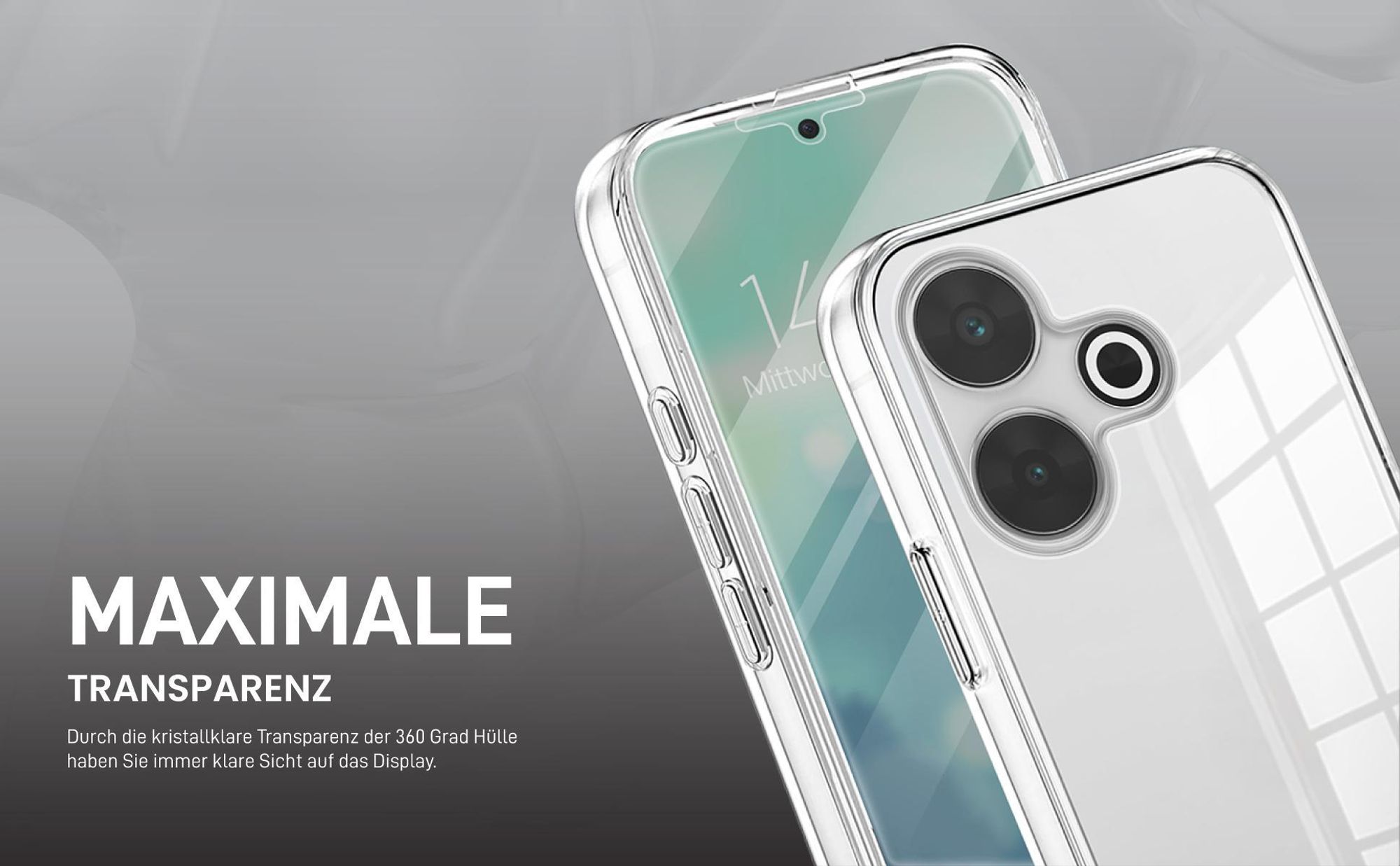 Transparentes 360 Grad Cover Front Back für Xiaomi Redmi 13