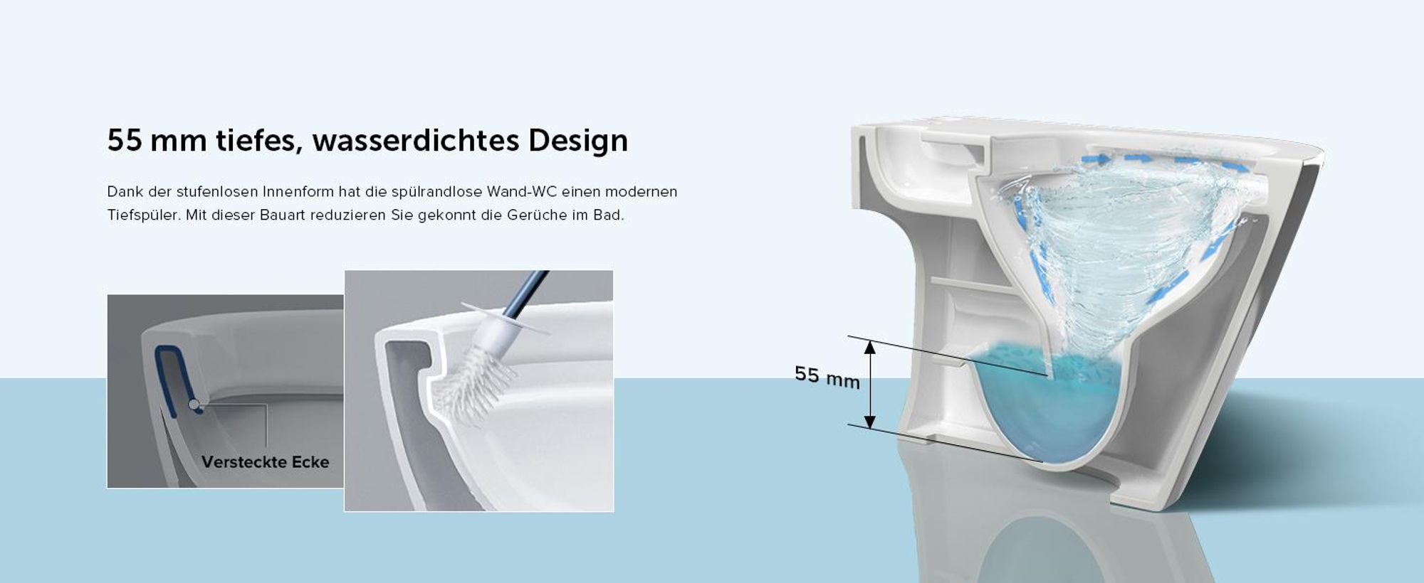 doporro Hänge-WC mit Bidet Funktion Weiß Wand-WC Toilette mit Soft-Close Spülrandloses aus Keramik Hänge-Toilette Aachen601