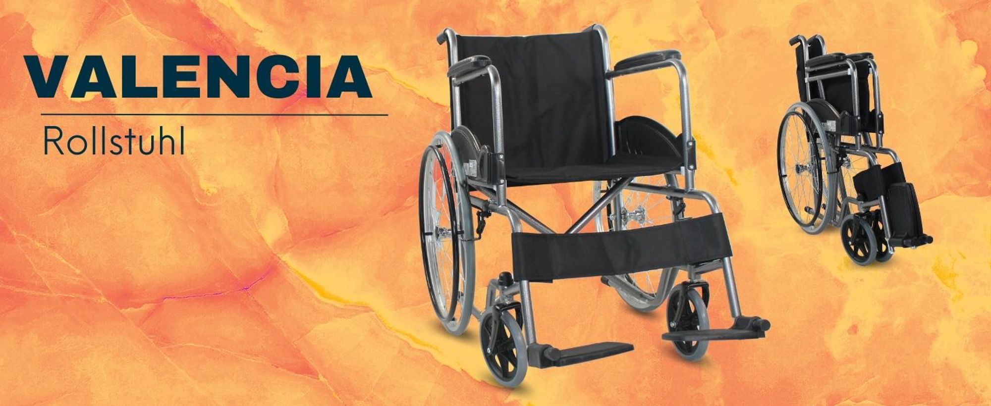 Clinicalfy Klappbarer Rollstuhl Faltbar Kappbarer Rollstuhl Manuell bedienbar 44cm Sitz Leicht Schwarz Valencia
