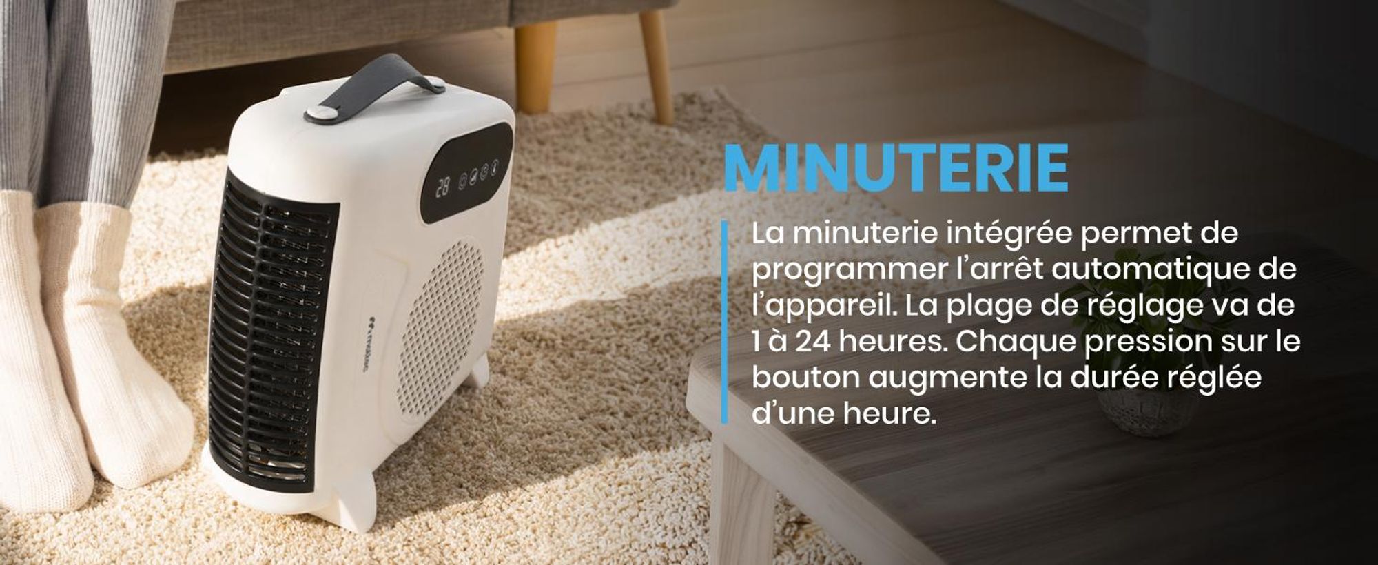 Chauffage électrique MalTec, chauffage rapide, fonction ventilateur, 2000 W, thermostat (15–40 °C), minuterie, télécommande, couleur : blanc