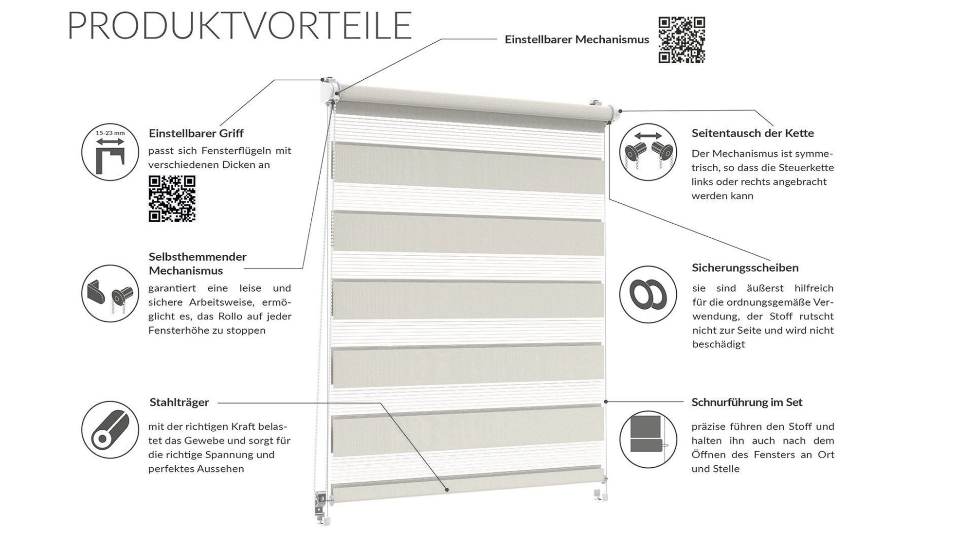 Doppelrollo, Mardom, Verdunkelungsrollo, Ohne Bohren, Mit Klemmfix, Sonnenschutzrollo