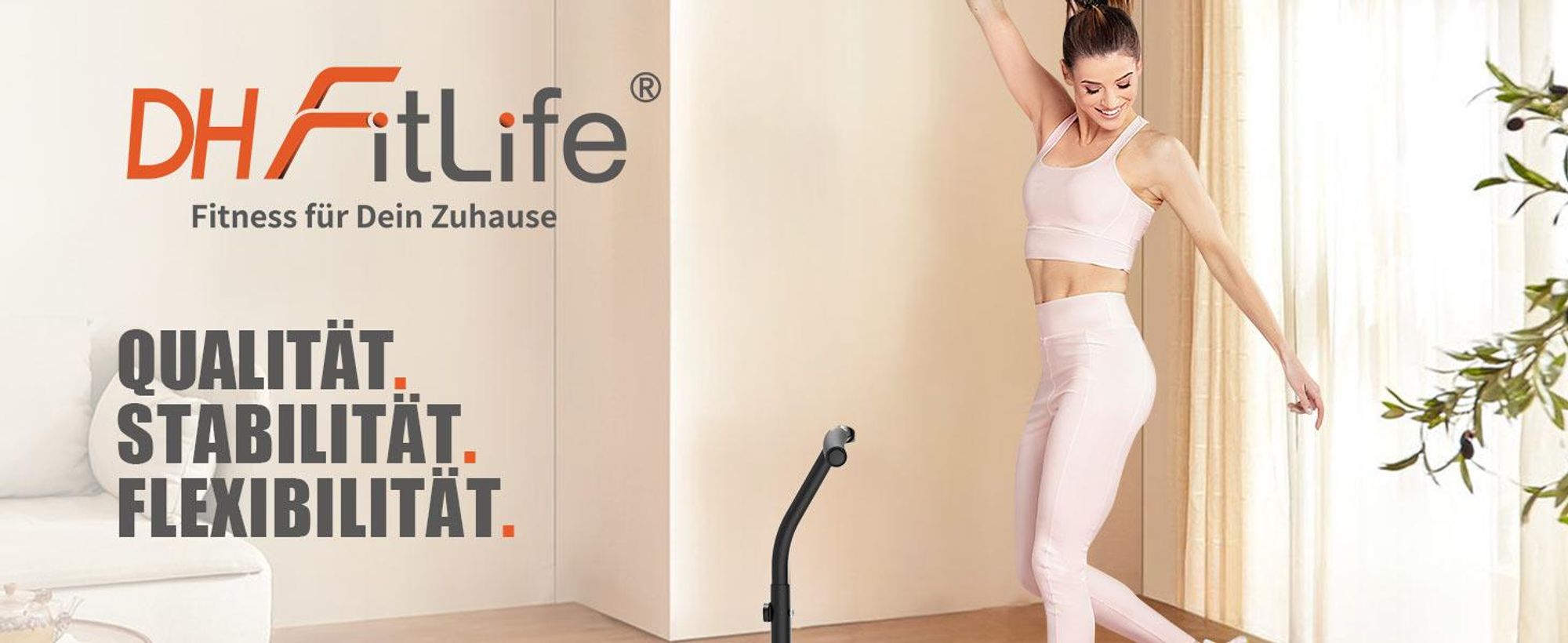 DH FitLife Klappbares Fitness Trampolin Ø121cm, 48 Zoll Mini-Trampolin für Kinder & Erwachsene, 150kg belastbar, mit stabilem, verstellbarem Handgriff