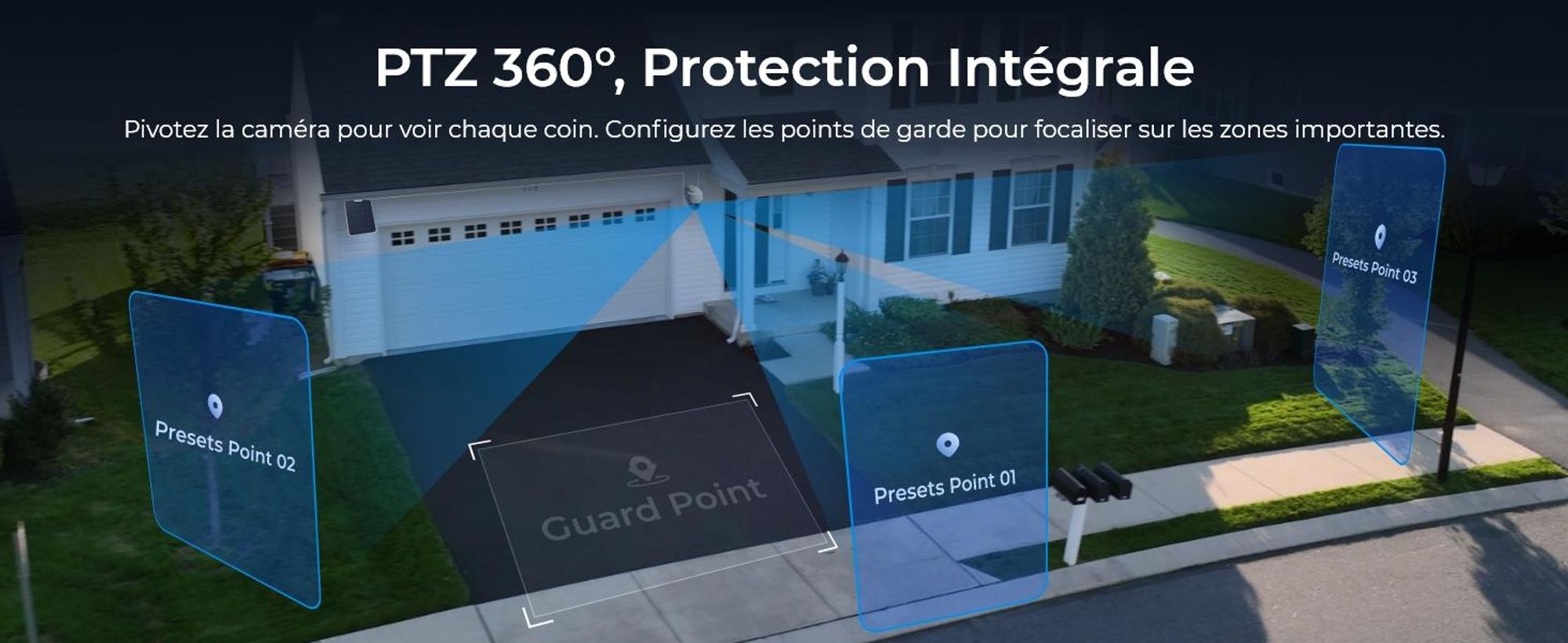 Reolink Argus PT Ultra + panneau solaire, 4K 8MP batterie caméra de surveillance extérieure, 2,4/5GHz WiFi, Pan & Tilt, vision nocturne couleur, détection intelligente, audio 2-voies