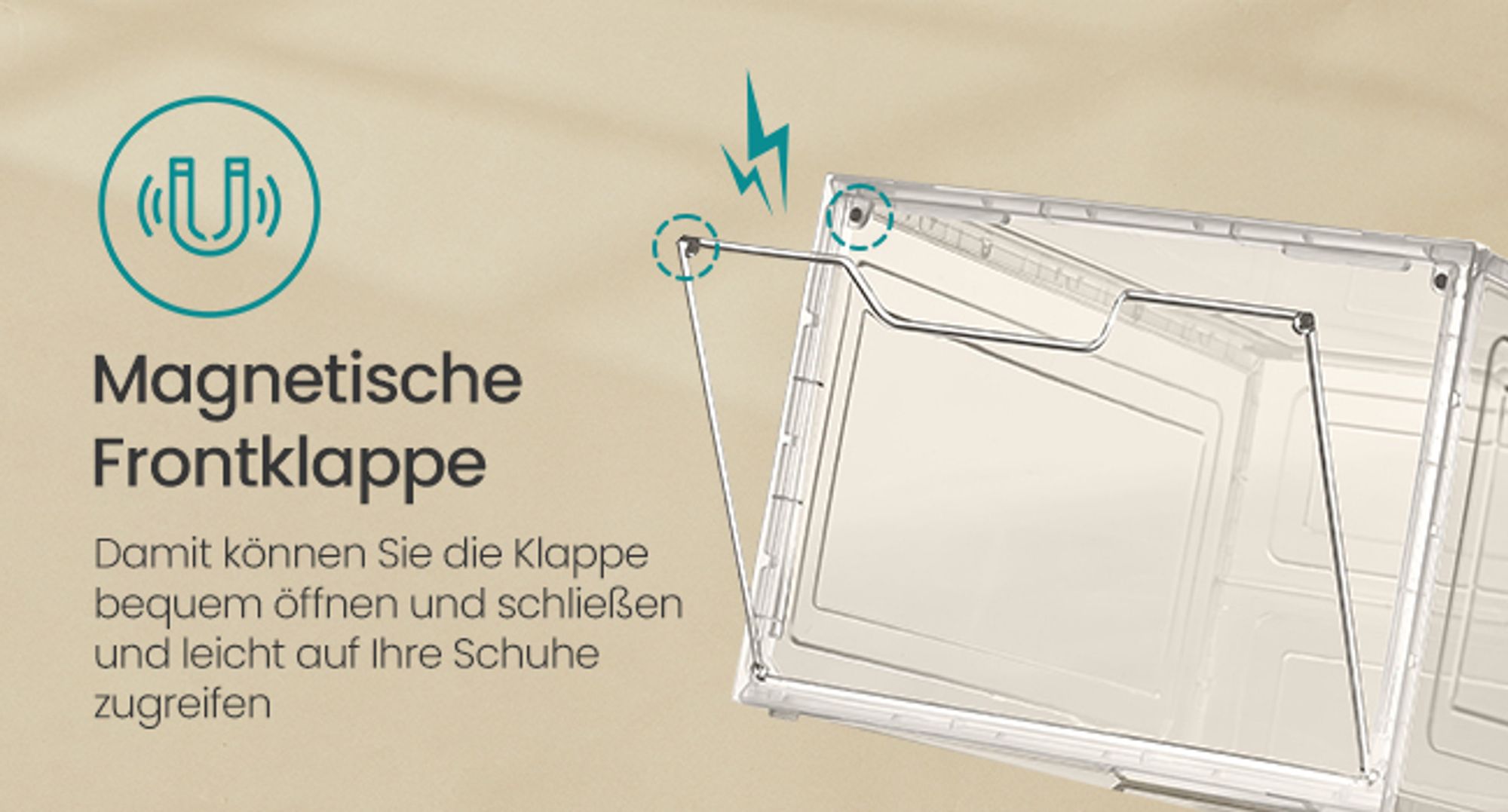 SONGMICS Schuhboxen  Schuh-Organizer mit Tür 12er Set stapelbar bis Größe 45 weiß