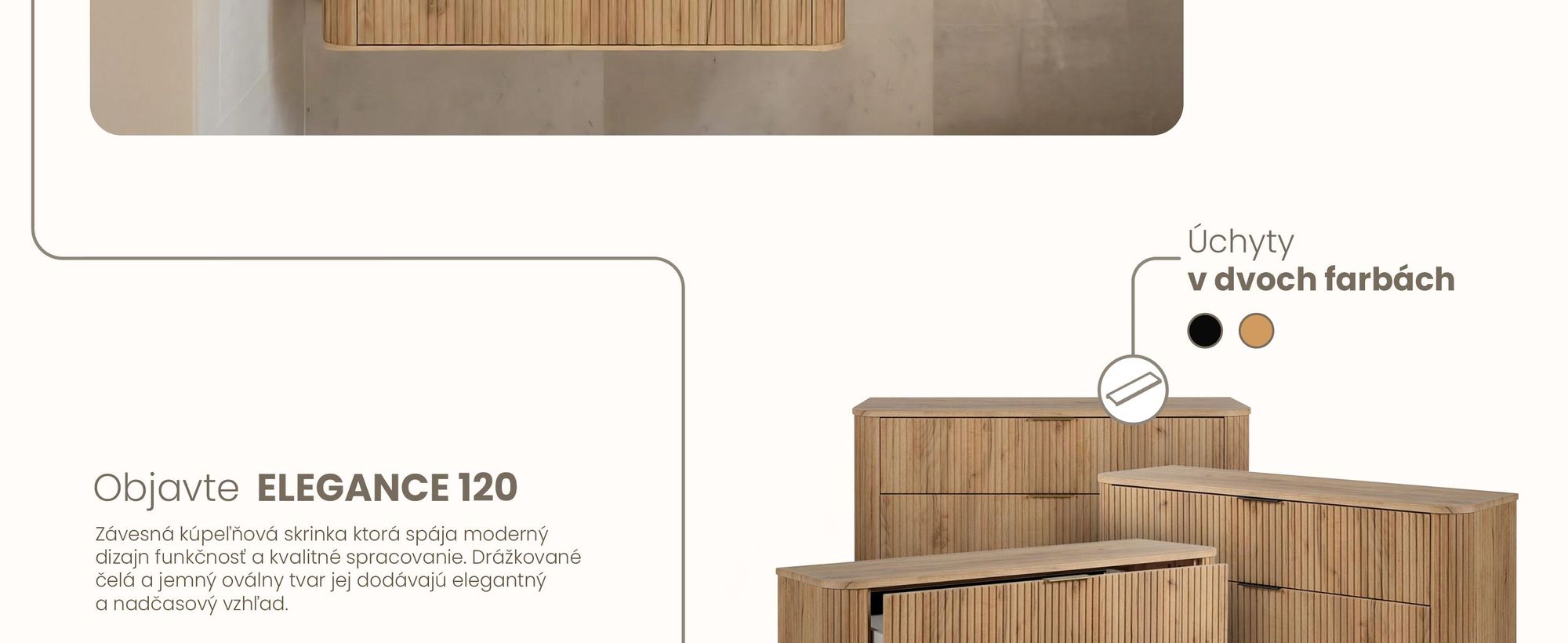Kupelnova Skrinka 120 CM Hnedý Mat MDF 2 Zásuvky