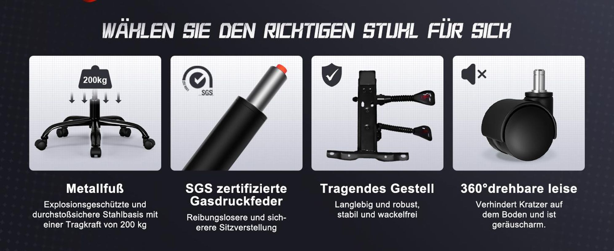 Aiibot Gaming Stuhl, Ergonomischer Gaming Sessel,Schreibtischstuhl,Gamingstuhl mit Fußstütze,Gaming stuhl 150 kg,verstellbare Rückenlehne,Schwarz/Rot