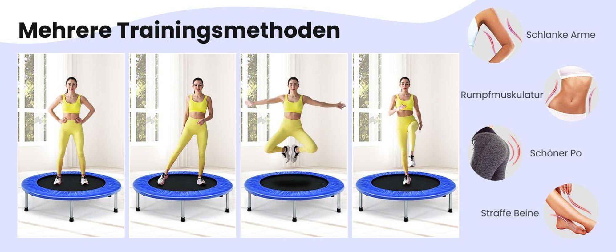 COSTWAY φ97cm Mini Trampolin, Fitness Trampolin faltbar, Kindertrampolin bis 150kg belastbar, Gartentrampolin, Indoor- und Outdoortrampolin für Kinder und Erwachsene