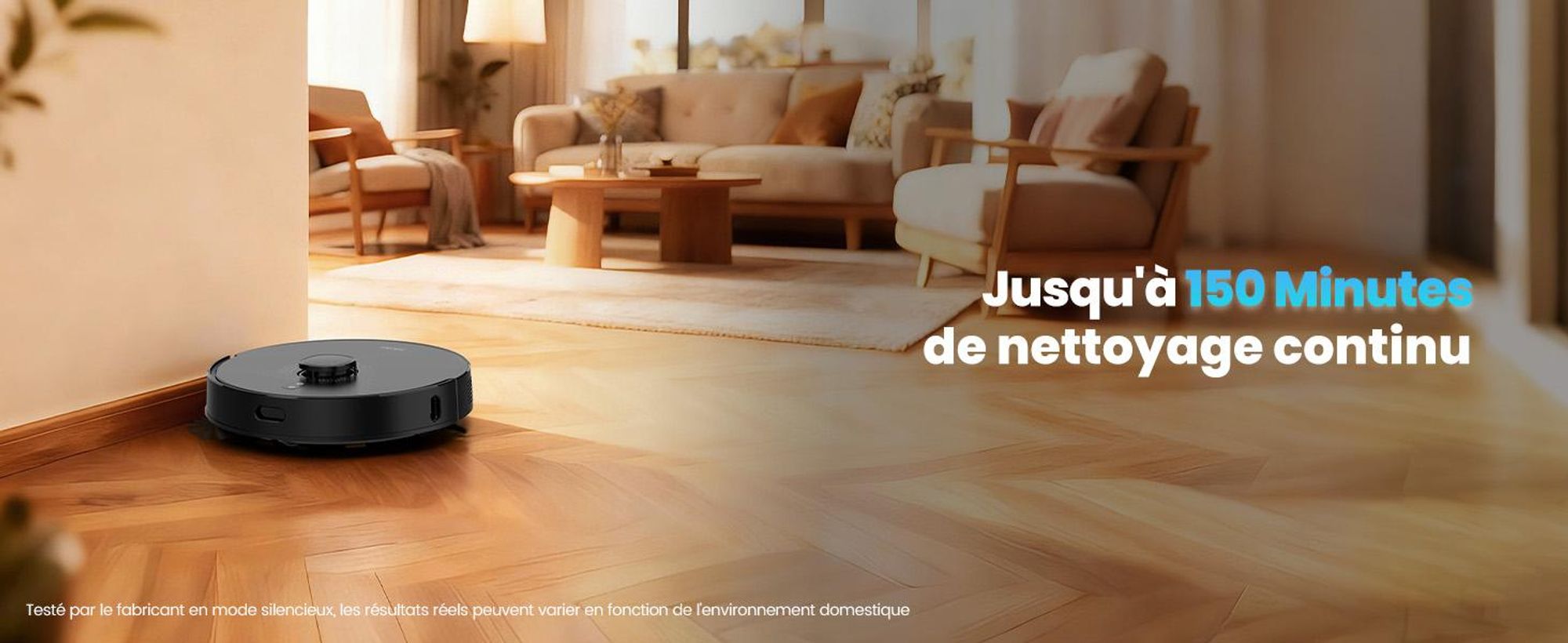 Robot aspirateur AIRROBO Q20+ avec fonction de nettoyage, navigation et cartographie Lidar intelligentes, puissance d'aspiration de 8000 Pa, autonomie