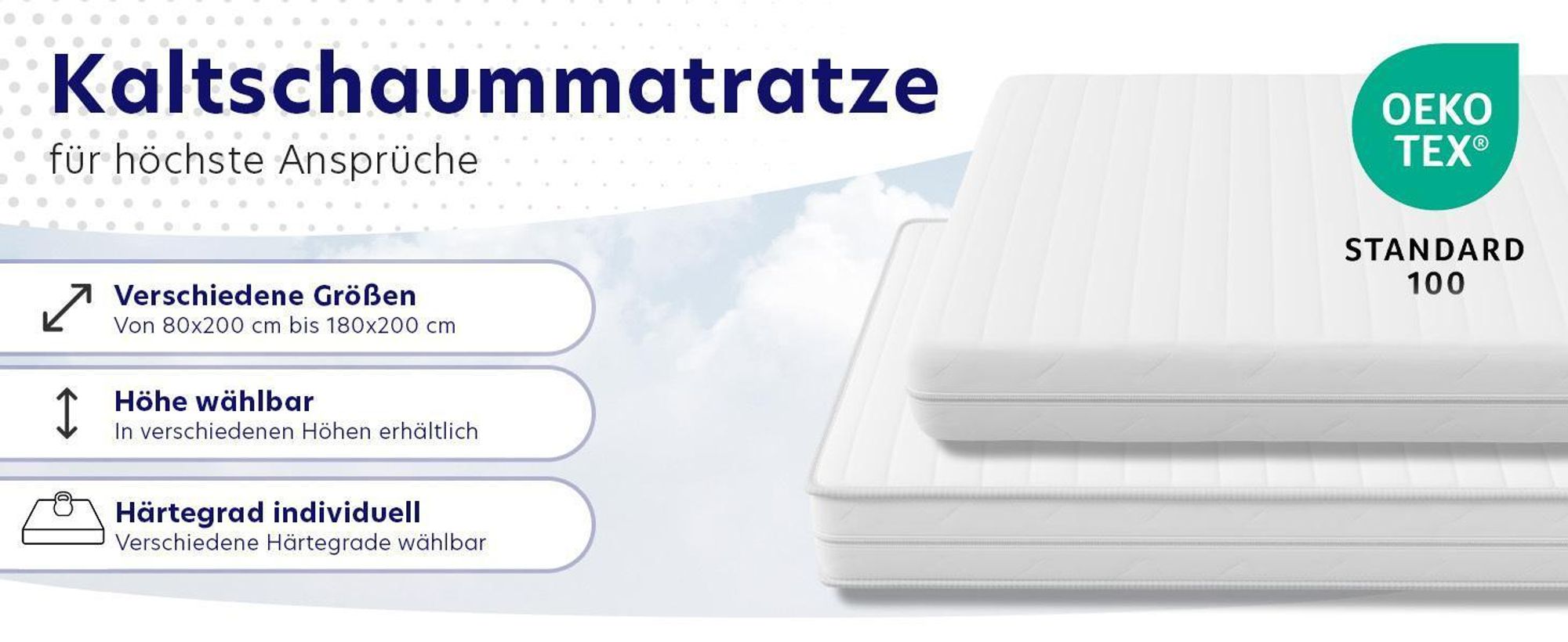 AquaFlex - 10cm 7-Zonen Kaltschaummatratze - H3&H4 - (80 x 200 cm) - Träumegut24