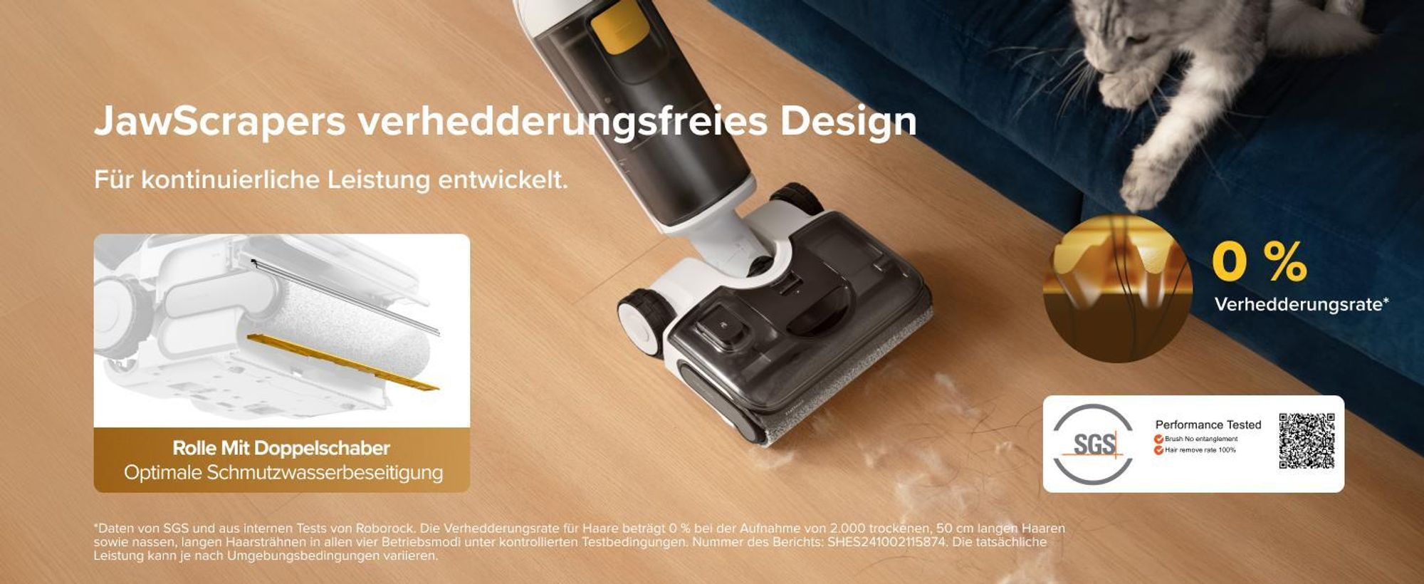 Roborock F25 GT Gen 2 Set Nass und Trockensauger, 20000 Pa, Jawscrapers Anti-Verwicklung, 90℃ Hochtemperatur-Selbstreinigung, 70°-Schwenkwinkel-Design