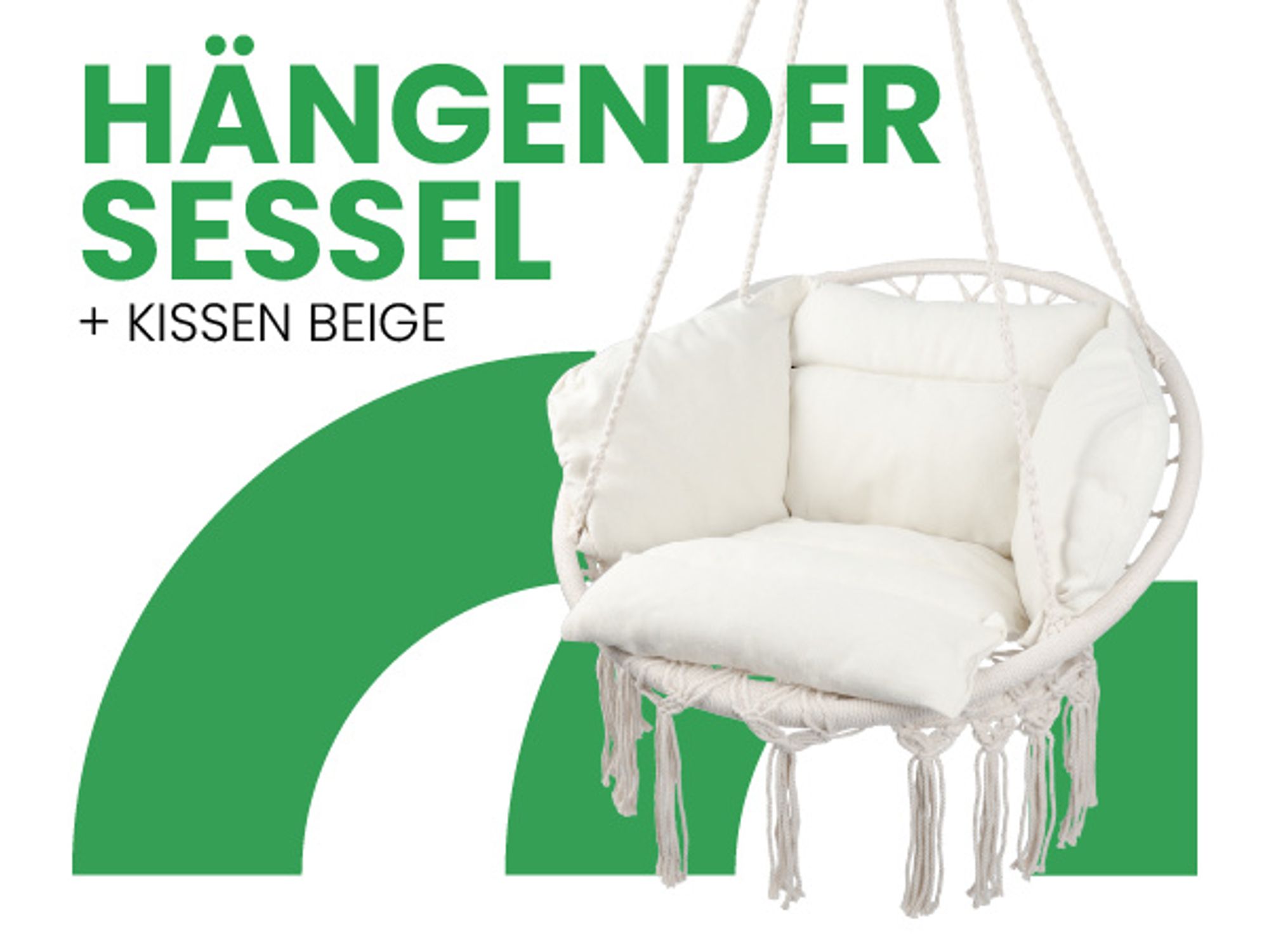 Hängesessel Garten Hängeschaukel Hängesitz Storchennest mit Kissen Grau für Terrasse
