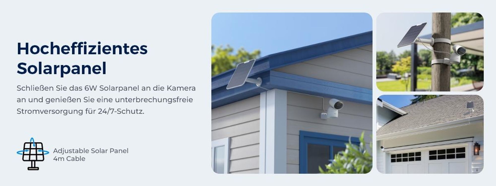 Reolink Argus Track+Solarpanel, 4K 8MP Akku WLAN Überwachungskamera Außen, Dual-Objektiv, 5/2,4 GHz WiFi, Auto Tracking & Zoom, Farbnachtsicht