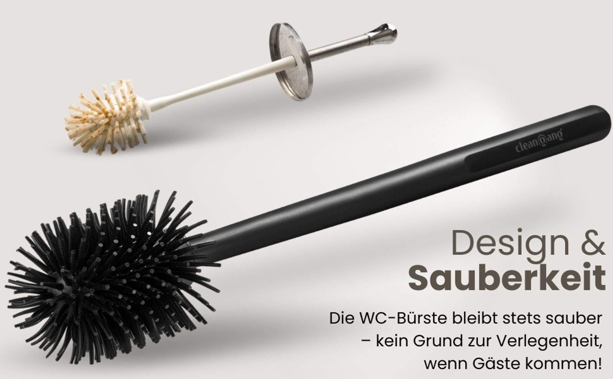 Cleangang® Klobürste Toilettenbürste WC Bürste Schwarz Silikon mit klobürstenhalter Set - WC Garnitur - schnell trocknende Klobürste in zeitlosem Design