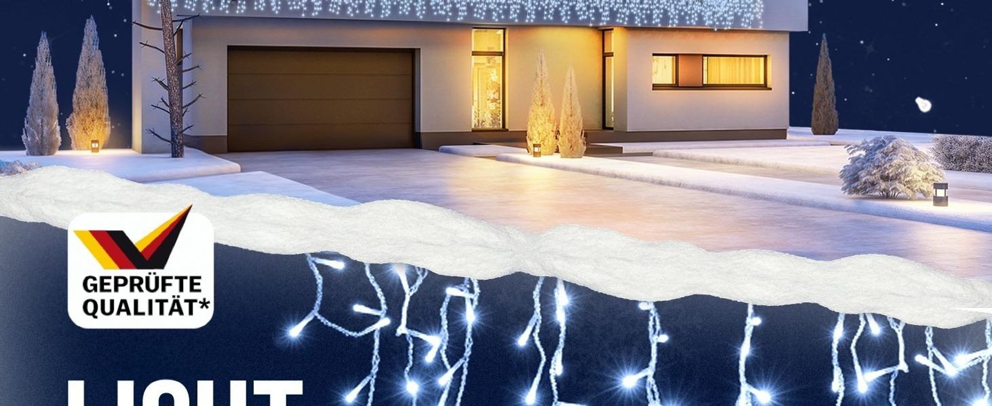 MONZANA® Eisregen Lichterkette Außen 600 LED Warmweiß