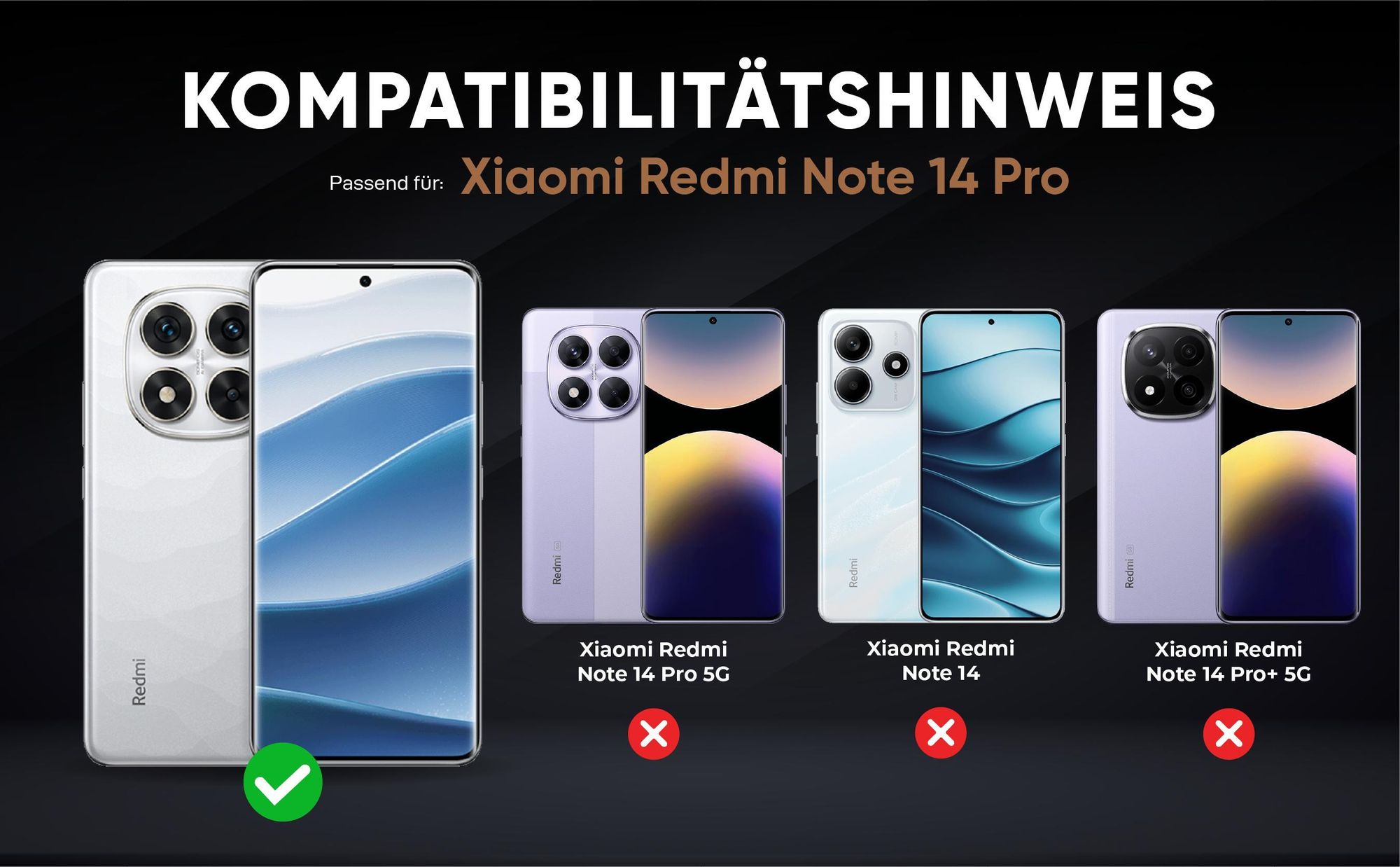 Kompatibilitätshinweise Hülle für Xiaomi Redmi Note 14 Pro