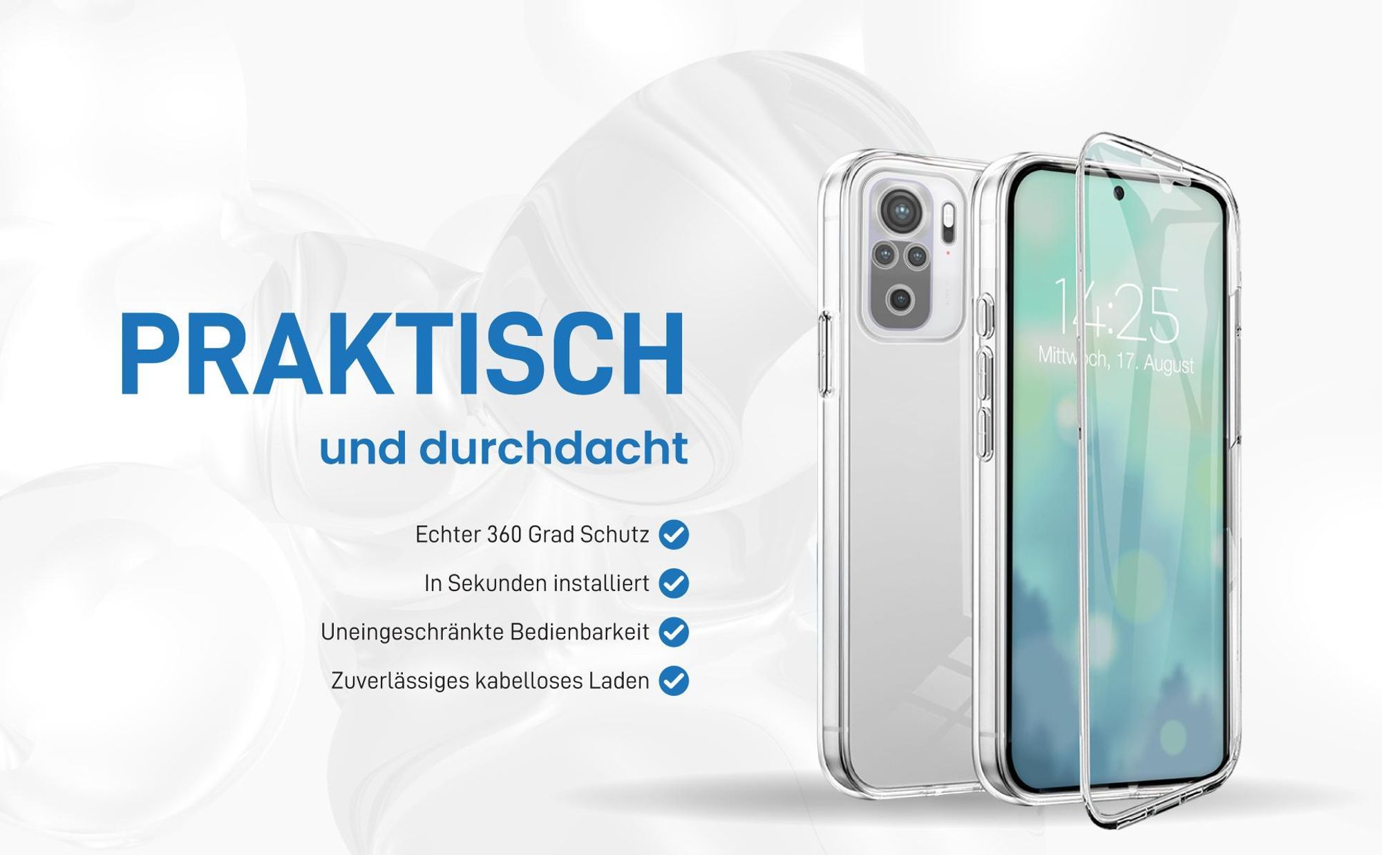 Rundum Schutz Hülle für Xiaomi Redmi Note 10 mit Touchsensibilität