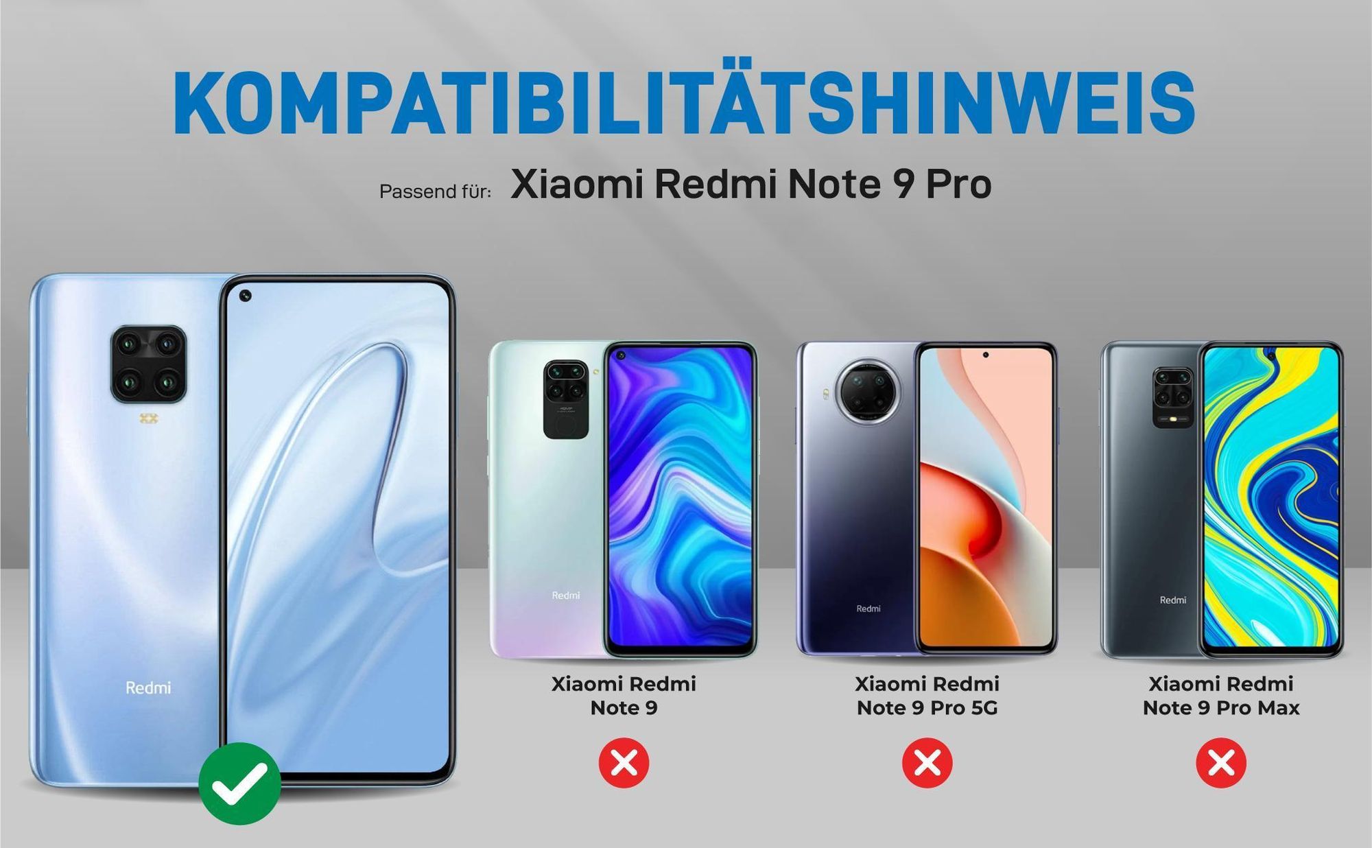 Kompatibilitätshinweise Hülle für Xiaomi Redmi Note 9 Pro