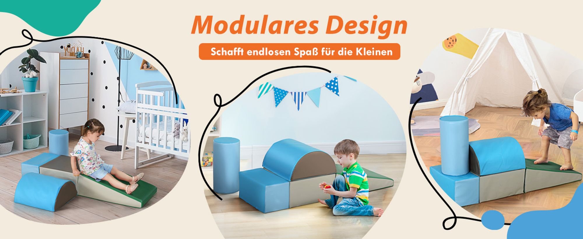 HOMCOM Bausteinset 5er-Set Schaumstoff Bausteine für 1-3 Jahre alt Kinder