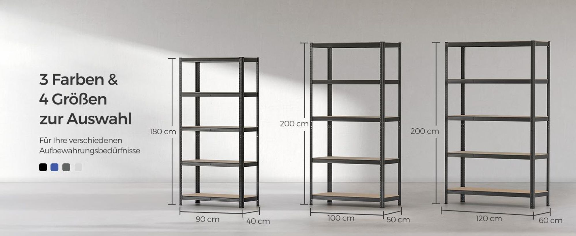 SONGMICS Schwerlastregal, Lagerregal, Kellerregal, 200 x 120 x 60 cm, bis 875 kg belastbar, 5 verstellbare Ablagen, Metallregal, Steckregal, Werkstattregal, schwarz GLR060B01