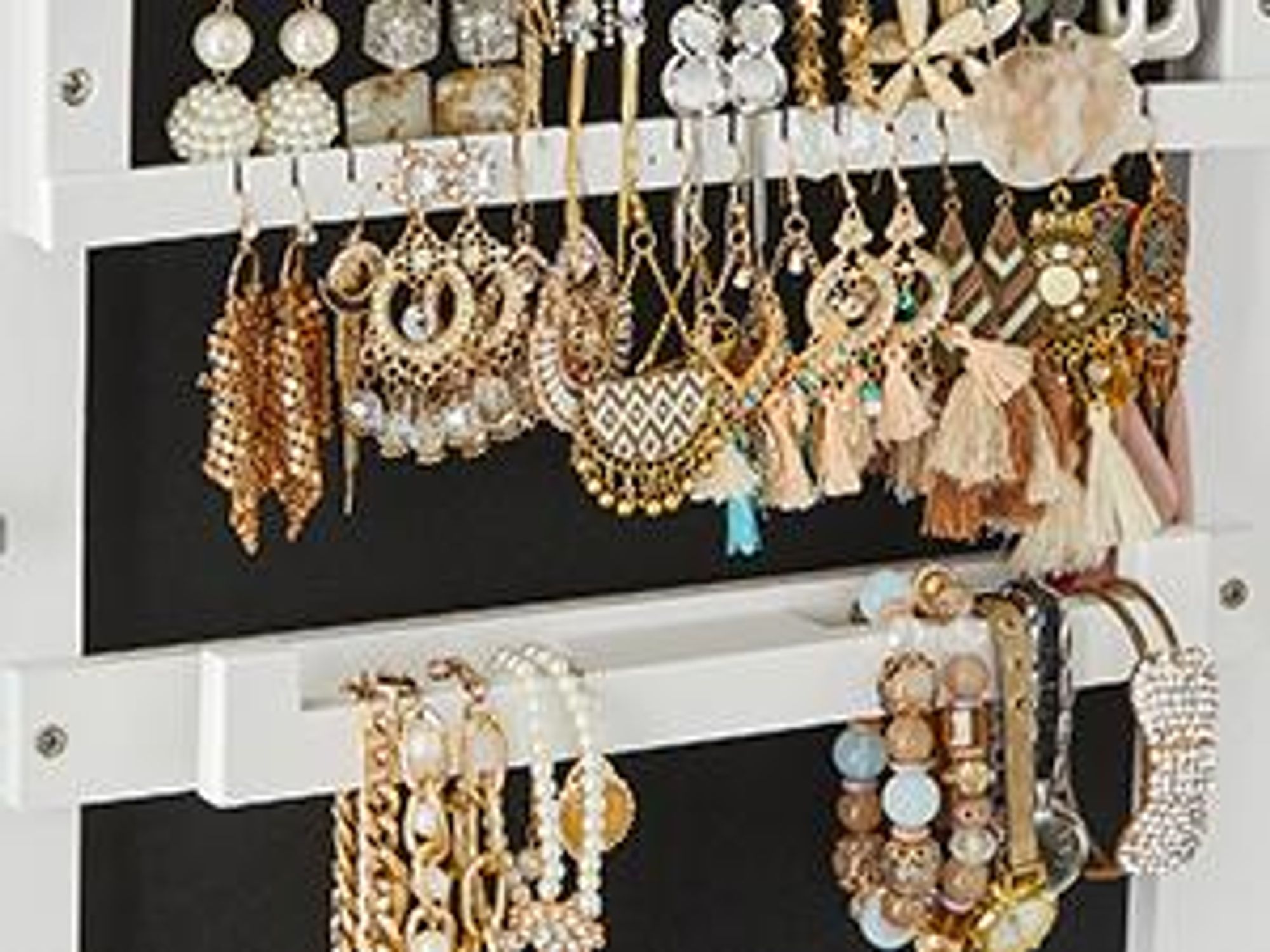 SONGMICS Schmuckschrank Spiegelschrank stehend 2 Organizern, abschließbar