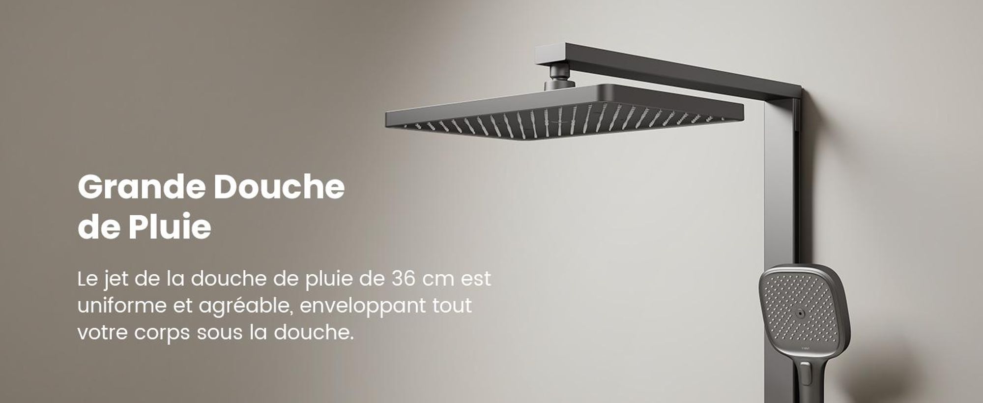EMKE® Système de douche avec thermostat Anthracite mat avec douche enfant, affichage digital & filtre à chlore 4 sorties Familial Colonne de douche F23